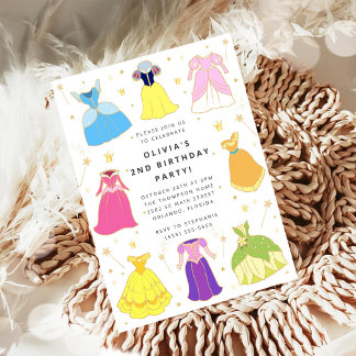 Princess Dress Girl Birthday Collage Invitation Einladung