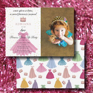 Princess Dress Mairytale Custom Foto Geburtstag Einladung