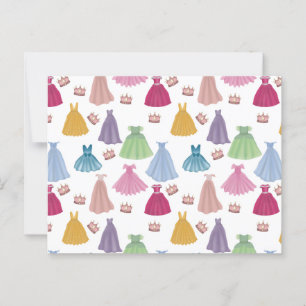 Princess Dress Mairytale Little Girl Pattern Postkarte