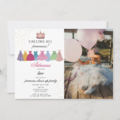 Princess Dress Up Foto Geburtstag Einladung (Vorderseite)