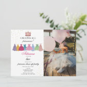 Princess Dress Up Foto Geburtstag Einladung (Stehend Vorderseite)