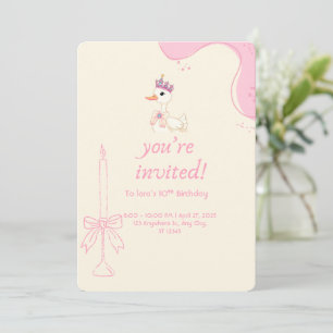 Princess Duck Niedlich Pink Geburtstagsparty Einla Einladung