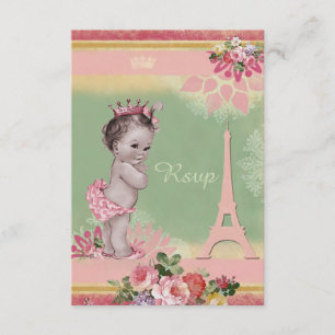 Princess Eiffel Tower Baby Dusche UAWG RSVP Karte