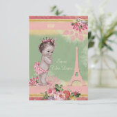 Princess Eiffel Tower Babydusche Save the Date (Stehend Vorderseite)