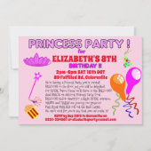 PRINCESS Einladung Spaß Märchen Geburtstag einlade (Vorderseite)