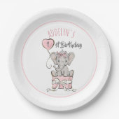 Princess Elephant Balloon Child's Birthday Pappteller (Vorderseite)