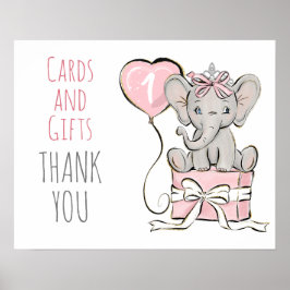 Princess Elephant Geburtstagsparty Cards Geschenke Poster