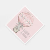 Princess Elephant Hot Air Ballon Girl's Birthday Serviette (Ecke)