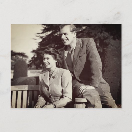 Princess Elizabeth II Prince Philip Postkarte (Vorderseite)