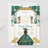 Princess Emerald Green & Gold Girl Sweet 15. Einladung (Vorderseite)