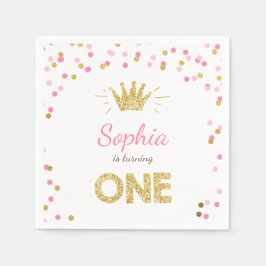 Princess Erster Geburtstag Papier Napkin Gold Pink Serviette
