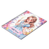 Princess Fairy Blue Dress Notebook - Name hinzufüg Notizblock (Linke Seite)