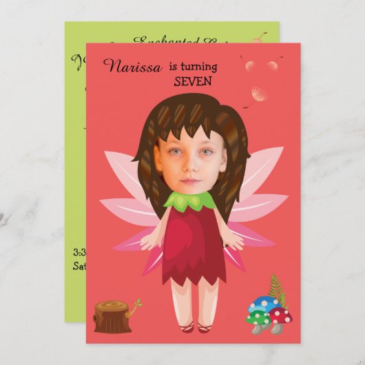 Princess Fairy Tale Birthday Einladung (Vorne/Hinten)