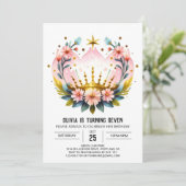 Princess Fairytale Birthday Crown Einladung (Stehend Vorderseite)