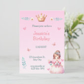 Princess Fairytale Birthday Party Invitation Einladung (Stehend Vorderseite)
