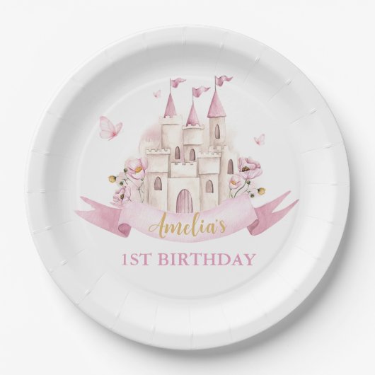 Princess Fairytale Burg Birthday Papierplatte Pappteller (Vorderseite)