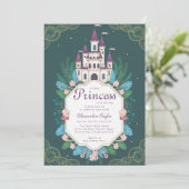 Princess Fairytale Burg Forest Baby Dusche Einladung (Stehend Vorderseite)