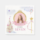Princess Fairytale Niedlich Pink Girl's Foto Gebur Serviette (Vorderseite)