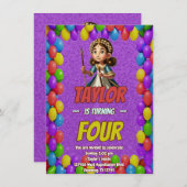 Princess Fairytale Royal Hübsch Birthday Einladung (Vorne/Hinten)