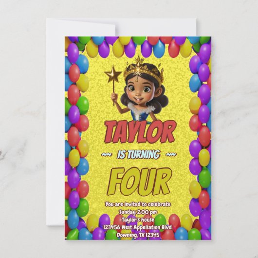 Princess Fairytale Royal Hübsch Birthday Einladung (Vorderseite)