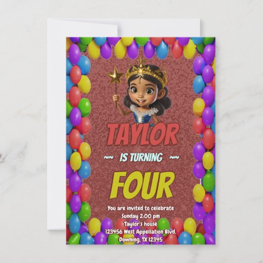 Princess Fairytale Royal Hübsch Birthday Einladung (Vorderseite)