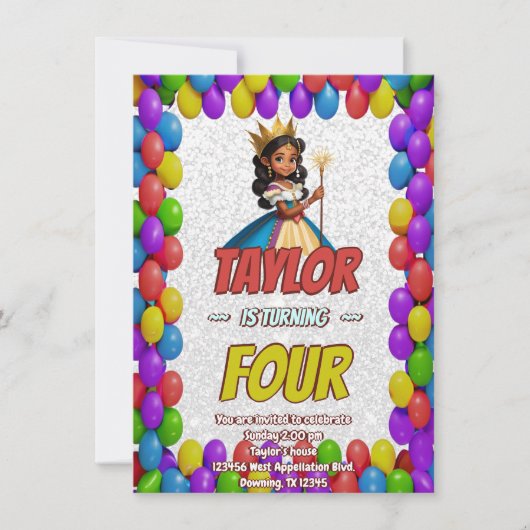 Princess Fairytale Royal Hübsch Birthday Einladung (Vorderseite)