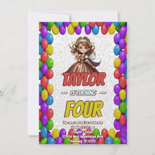 Princess Fairytale Royal Hübsch Birthday Einladung (Vorderseite)