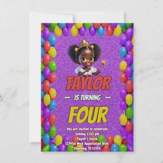 Princess Fairytale Royal Hübsch Birthday Einladung (Vorderseite)