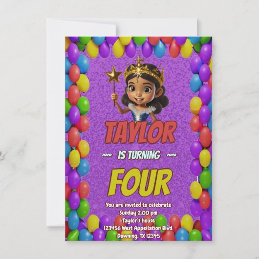 Princess Fairytale Royal Hübsch Birthday Einladung (Vorderseite)