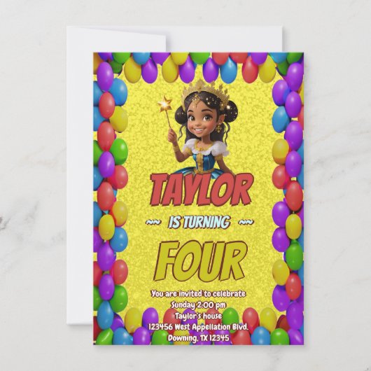 Princess Fairytale Royal Hübsch Birthday Einladung (Vorderseite)