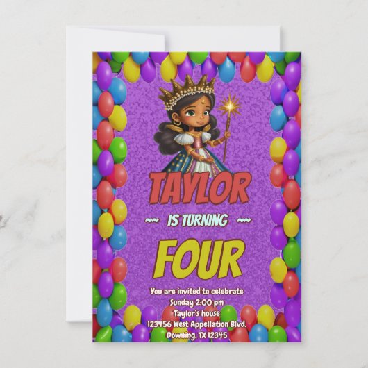 Princess Fairytale Royal Hübsch Birthday Einladung (Vorderseite)