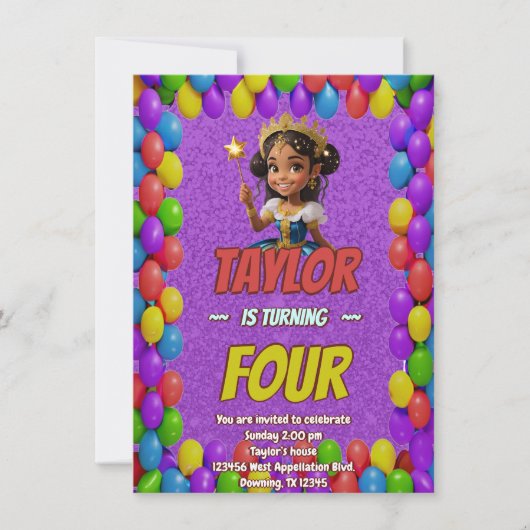 Princess Fairytale Royal Hübsch Birthday Einladung (Vorderseite)