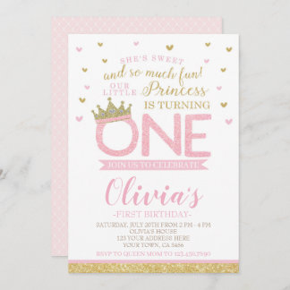 Princess First Birthday Einladung