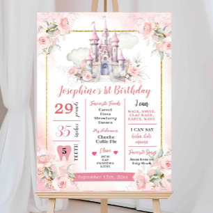 Princess First Birthday Milestone Sign Poster