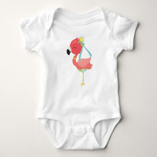 Princess Flamingo, Crown, Blume, Niedlich Flamingo Baby Strampler (Vorderseite)