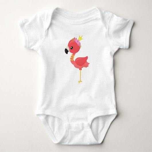 Princess Flamingo, Crown, Niedlich Flamingo, Blume Baby Strampler (Vorderseite)