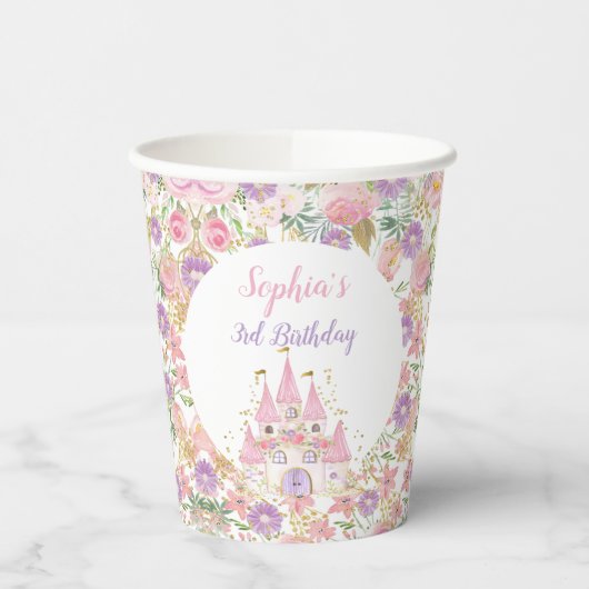 Princess Floral Castle Pappbecher (Links)