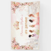 Princess Floral Crown Pink Gold Girl Geburtstag Banner (Vertikal)