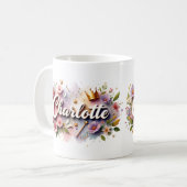 Princess Floral Custom Mug – Personalized Name Kaffeetasse (Vorderseite Links)