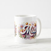Princess Floral Custom Mug – Personalized Name Mia Kaffeetasse (VorderseiteRechts)