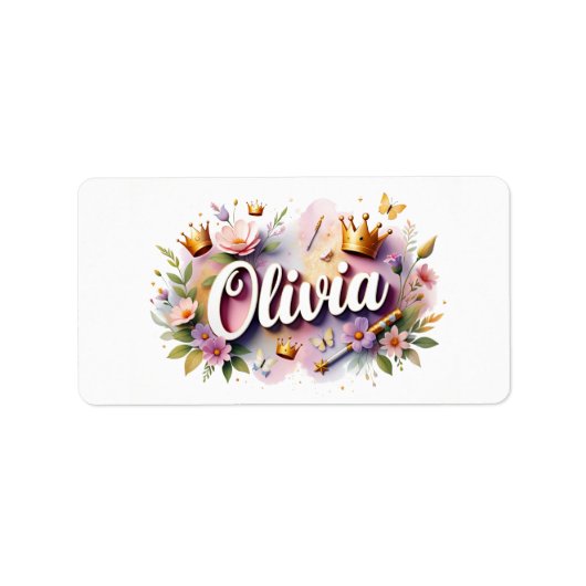 Princess Floral Name Labels – Personalized Sticker Adressaufkleber (Vorne)