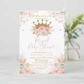 Princess Floral Pink & Gold Baby Shower Invitation Einladung (Stehend Vorderseite)