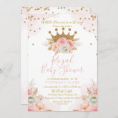 Princess Floral Pink & Gold Baby Shower Invitation Einladung (Vorne/Hinten)
