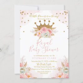 Princess Floral Pink & Gold Baby Shower Invitation Einladung
