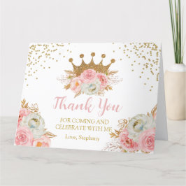 Princess Floral Pink & Gold  Thank you card Dankeskarte