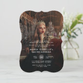 Princess Foto Quinceañera Masquerade Einladung (Stehend Vorderseite)