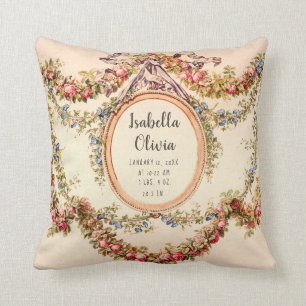 Princess French Vintage Floral Baby Name Stats Kissen