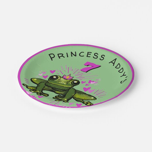 Princess Frog Birthday Pappteller (Schrägansicht)
