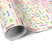 Princess Frog Fairy Tale Word Cloud Name Collage Geschenkpapier (Rolleneckpunkt)