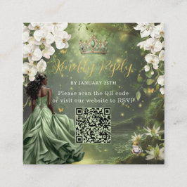 Princess & Frog Green Dress Sweet 16 Quince XV QR Begleitkarte